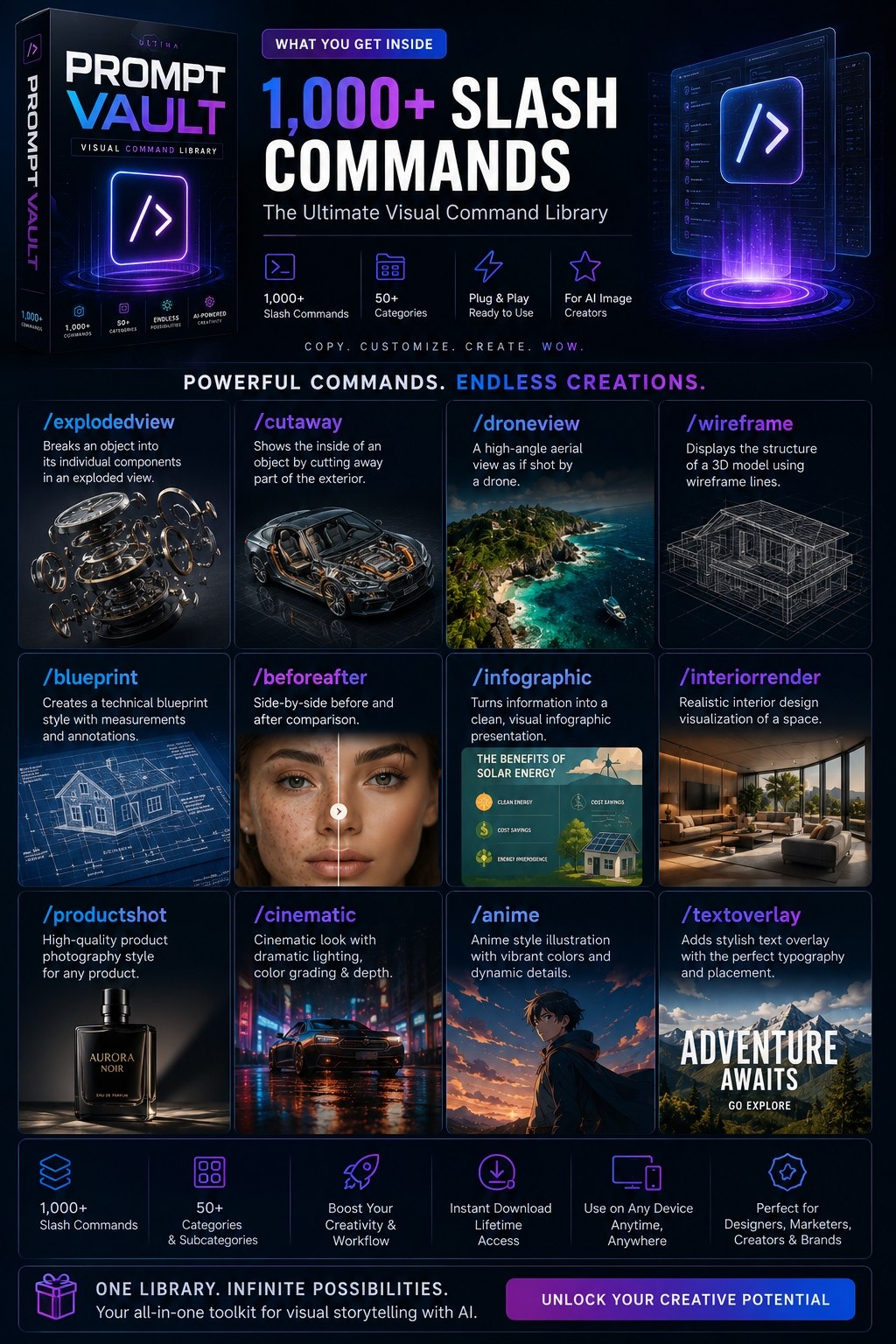 AI Slash Commands Handbook — 1027 composable image prompt modifiers